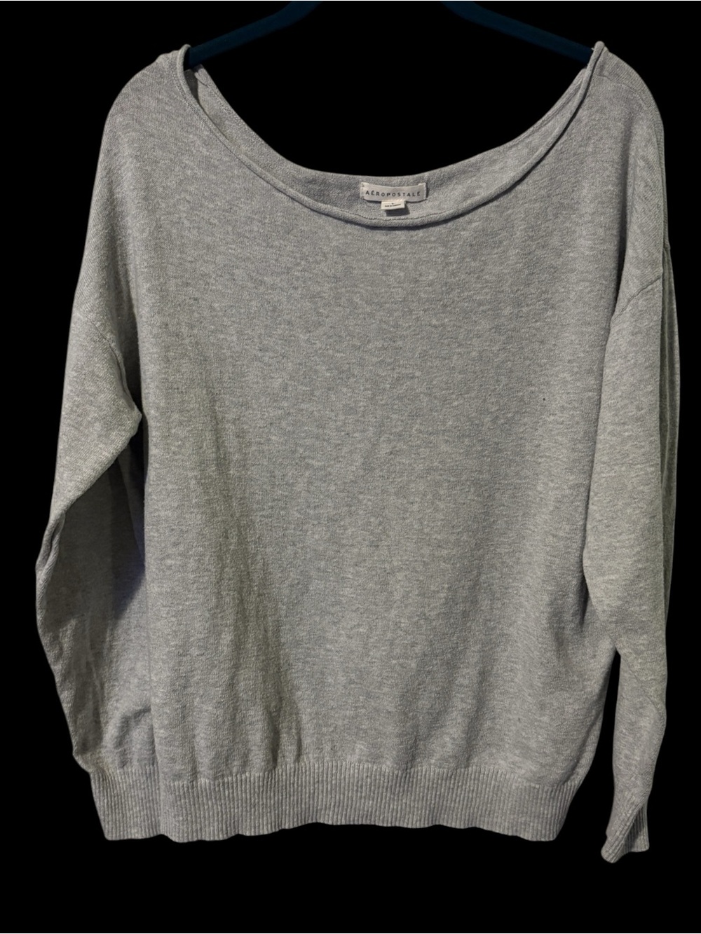Aeropostale Off-Shoulder Light Gray Knit Sweater